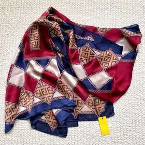 Fendi Silk Shawl | FF Zucca Logo Geometric Diamond Print ❤️🤎 Luxe